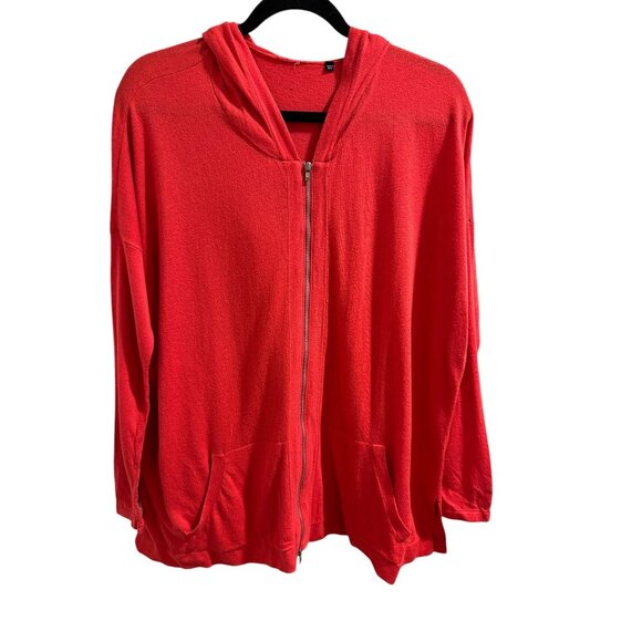 🌸3/$15🌸Red Hooded Zip-Up Jacket By Metaphor - S - Picture 1 of 5